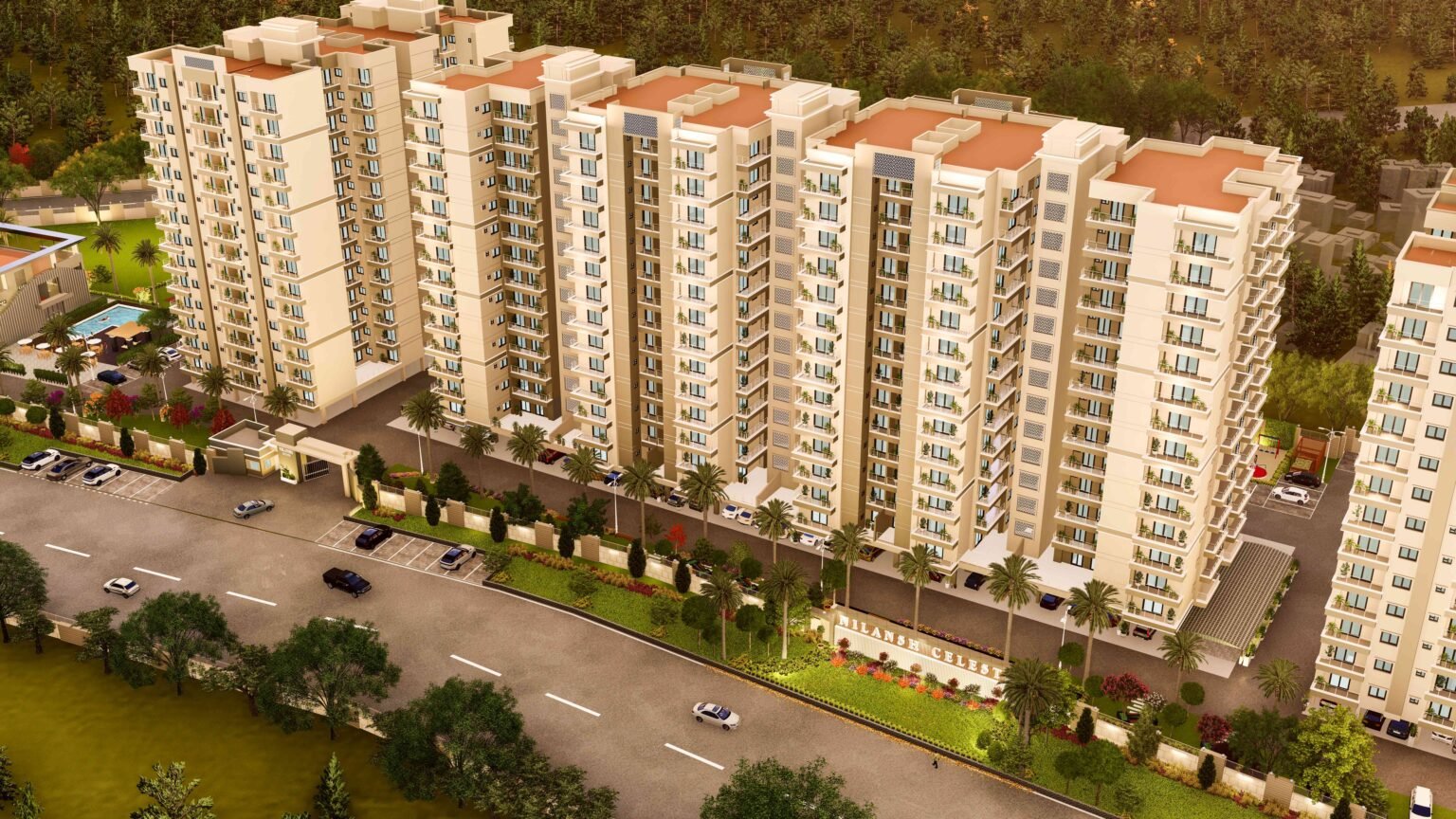 Contemporary apartment exterior visual for Nilansh Celeste